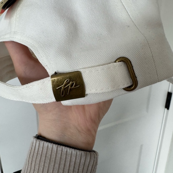 Free People White Cap with Black Motif & Red Floral Embroidery - Picture 3 of 4